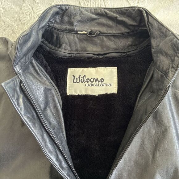 Wilsons Vintage 80's Women's Black Leather Moto Jacket Embossed Croc Size Small - Picture 7 of 16